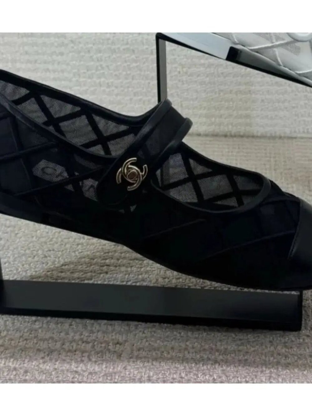 Chanel Ballet Mary Jane Flat Black 38.5 NEW
